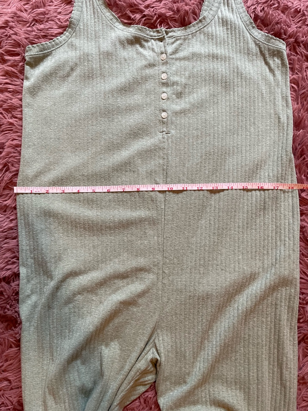 Sleeveless Ribbed Wide-Leg Jumpsuit in Sage Green - Picture 4 of 7
